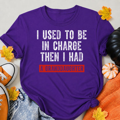 KAVENRO Granddaughter in Charge graphic T-shirt in blue with funny grandparent design shirt