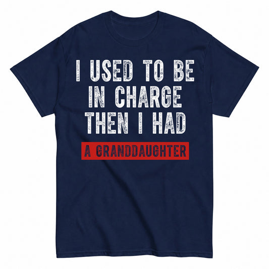 KAVENRO Granddaughter in Charge graphic T-shirt in navy with funny grandparent design