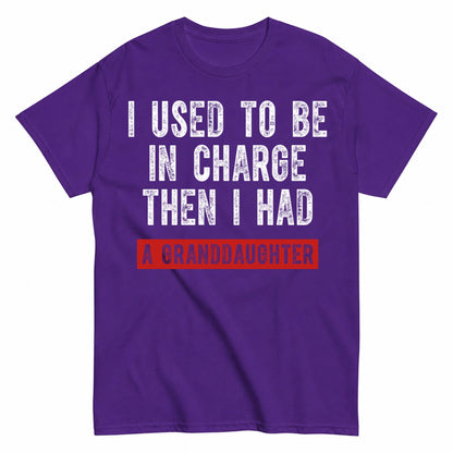 KAVENRO Granddaughter in Charge graphic T-shirt in blue with funny grandparent design
