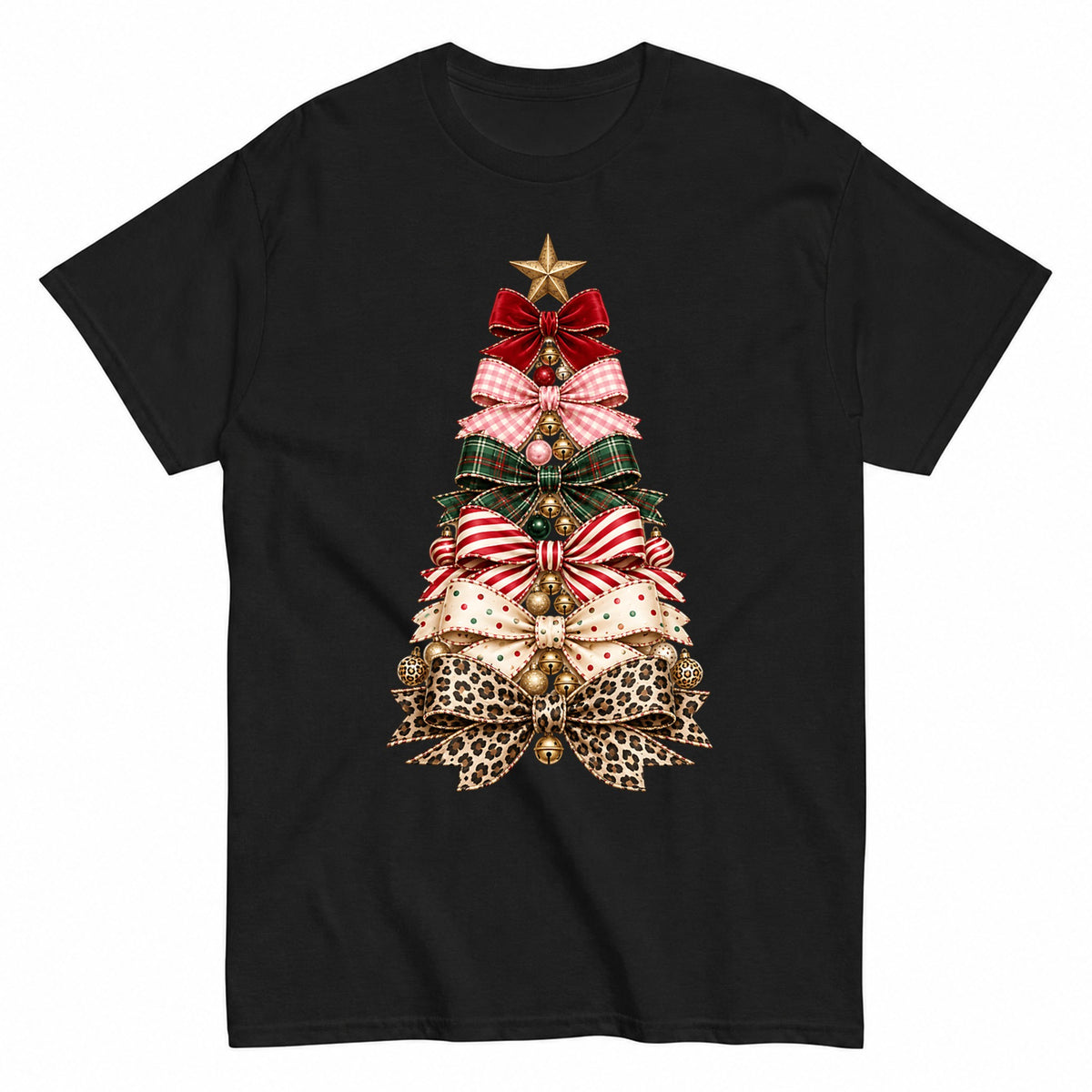 Layered Ribbon Bow Christmas Tree Elegant T-Shirt - product view 1