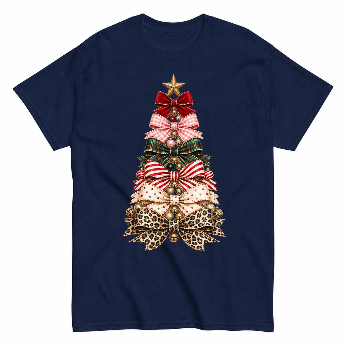 Layered Ribbon Bow Christmas Tree Elegant T-Shirt - product view 4