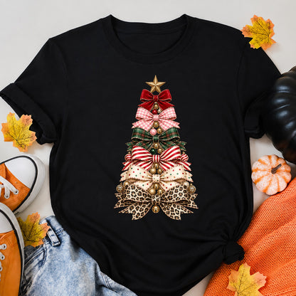 Layered Ribbon Bow Christmas Tree Elegant T-Shirt - product view 5