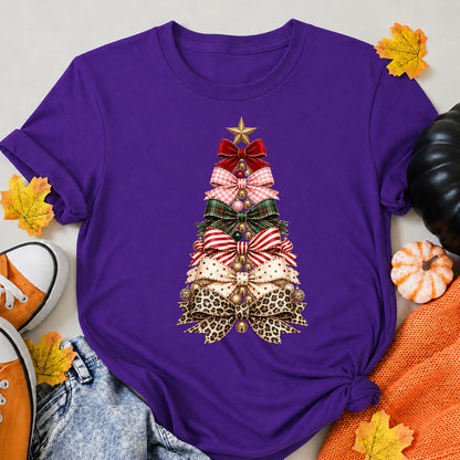 Layered Ribbon Bow Christmas Tree Elegant T-Shirt - product view 6