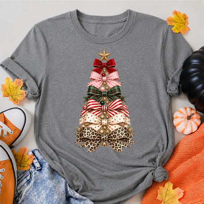 Layered Ribbon Bow Christmas Tree Elegant T-Shirt - product view 7