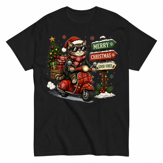 Merry Christmas Good Vibes Cat T-Shirt - product view 1