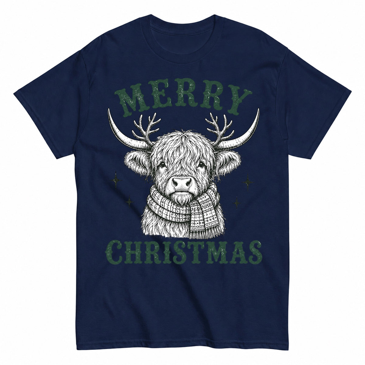 Merry Christmas Highland Cow Cute Winter T-Shirt - product view 4