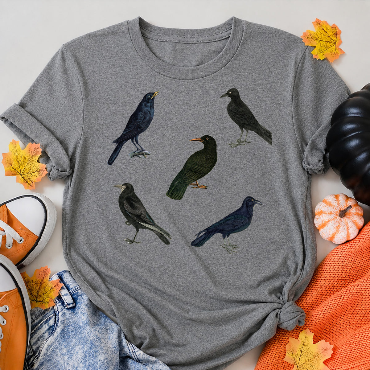 Murder Of Crows Halloween Shirt in Grey – alternate view