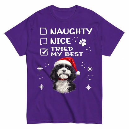 Naughty Nice Tried My Best Shih Tzu Christmas Dog Owner T-Shirt - product view 2