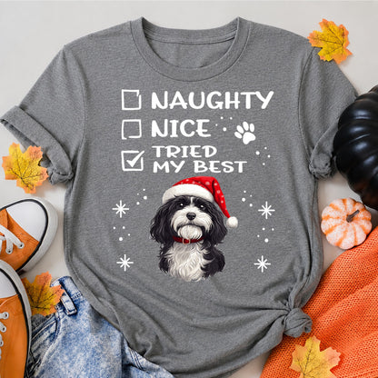 Naughty Nice Tried My Best Shih Tzu Christmas Dog Owner T-Shirt - product view 7