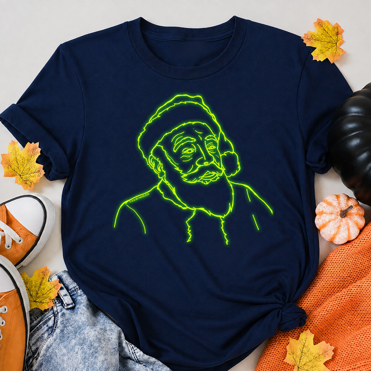 Neon Green Santa Christmas T-Shirt - product view 8
