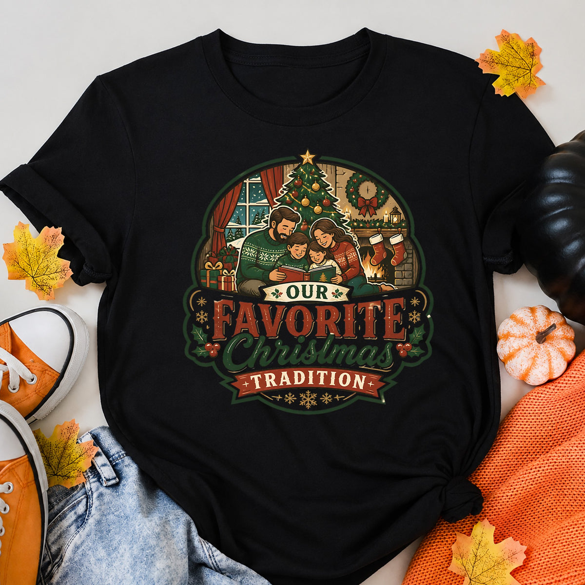 Our Favorite Christmas Tradition Christmas Family T-Shirt - product view 5