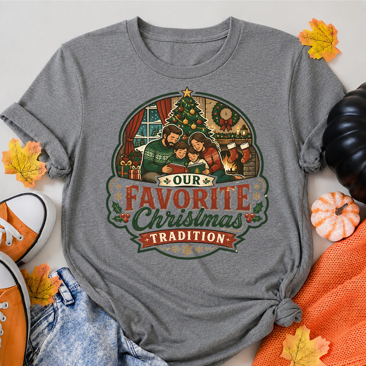 Our Favorite Christmas Tradition Christmas Family T-Shirt - product view 7