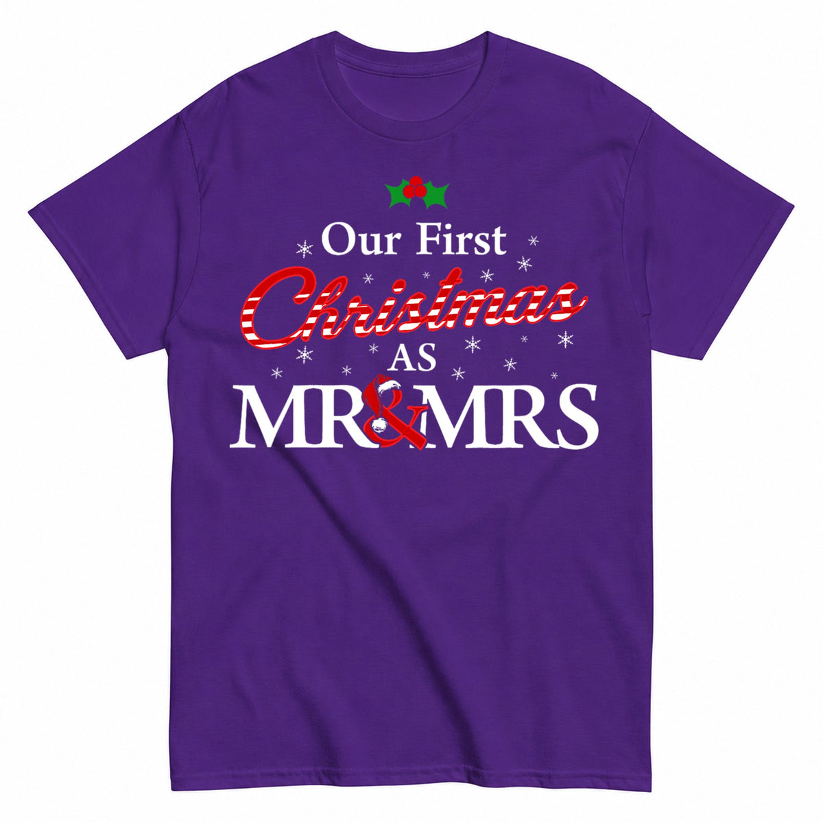 Our First Christmas As Mr Mrs Newlywed Couple Holiday T-Shirt - product view 2