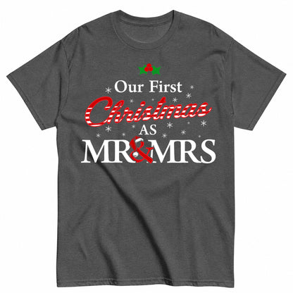 Our First Christmas As Mr Mrs Newlywed Couple Holiday T-Shirt - product view 3