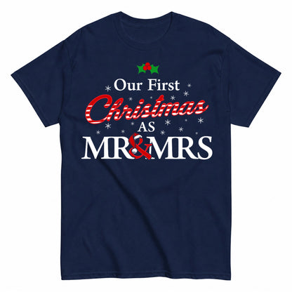 Our First Christmas As Mr Mrs Newlywed Couple Holiday T-Shirt - product view 4