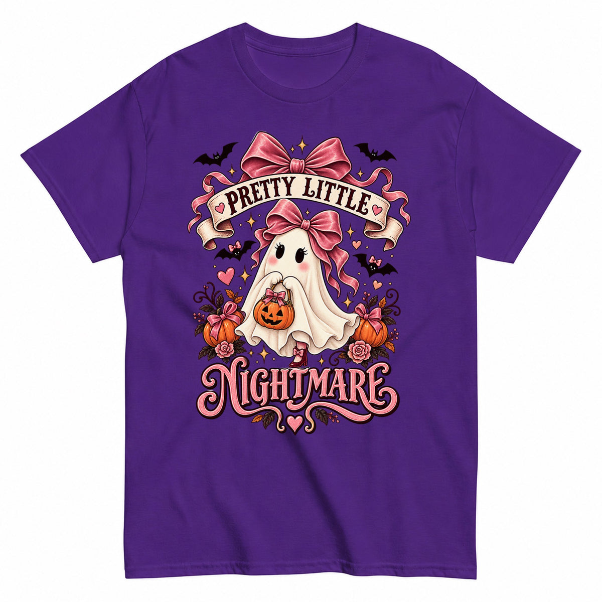 Pretty Little Nightmare Cute Ghost Halloween Shirt in Blue – product view