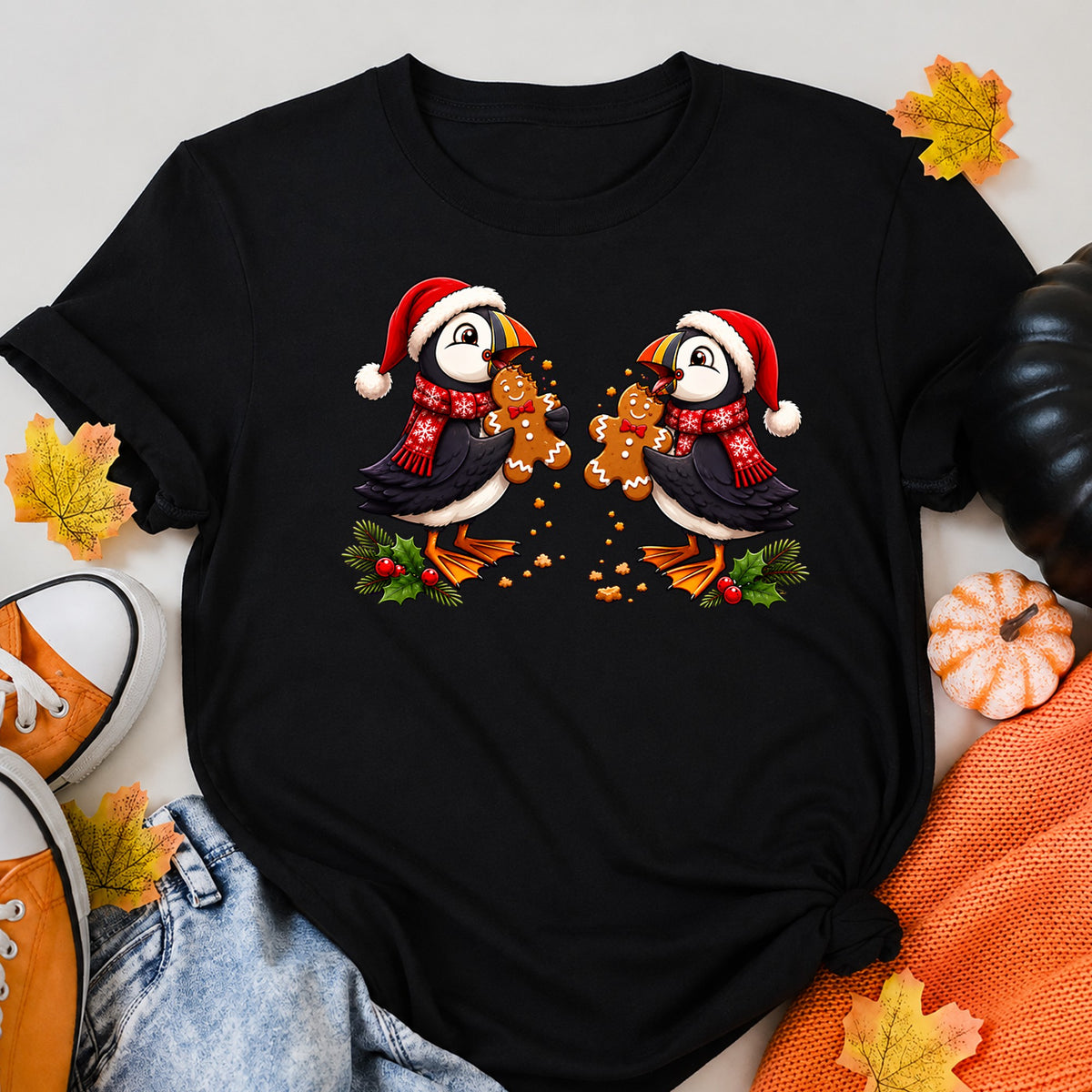 Puffins Eating Christmas Cookies T-Shirt - product view 5