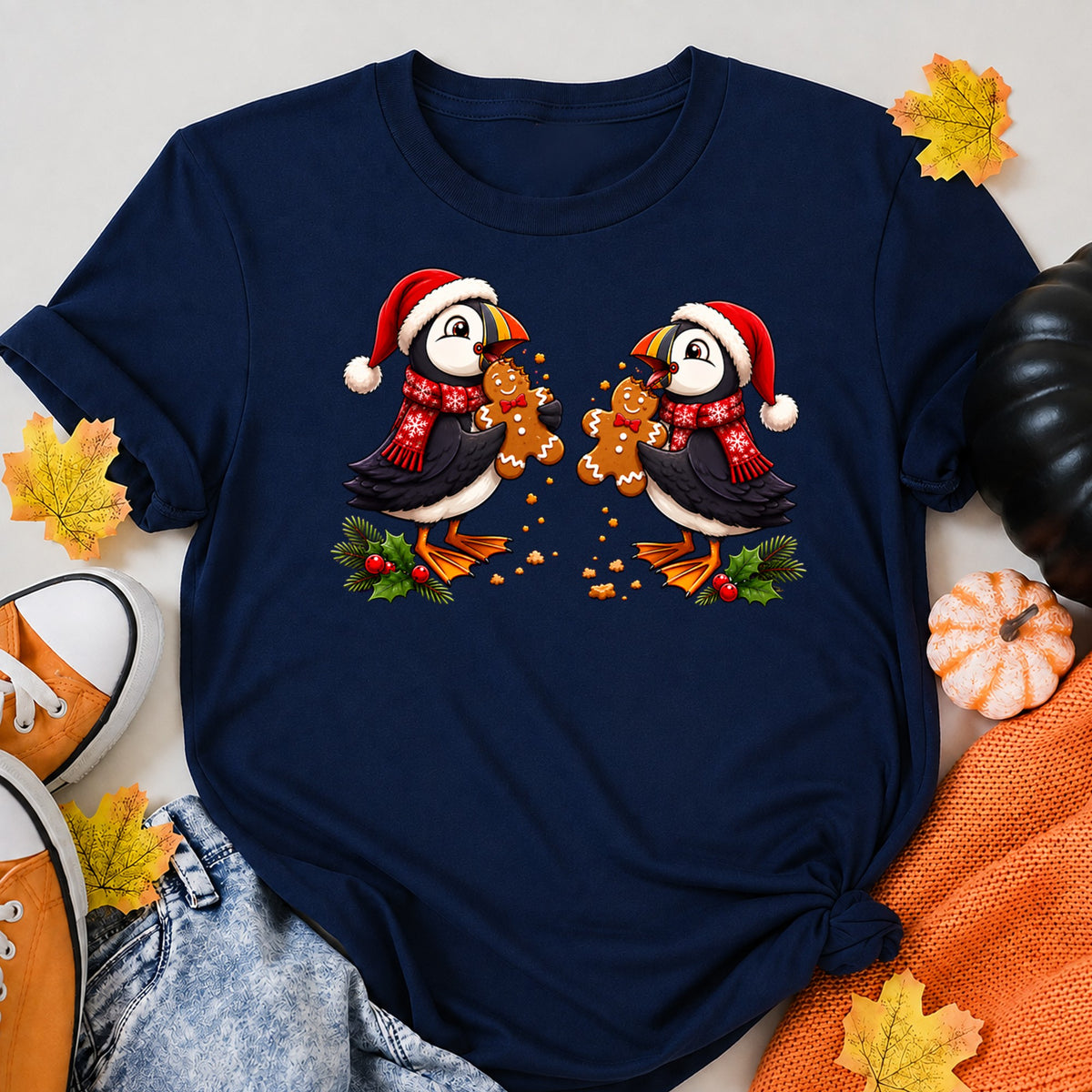Puffins Eating Christmas Cookies T-Shirt - product view 8
