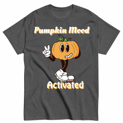 Pumpkin Mood Activated Funny Fall Shirt Halloween Shirt in Grey – product view