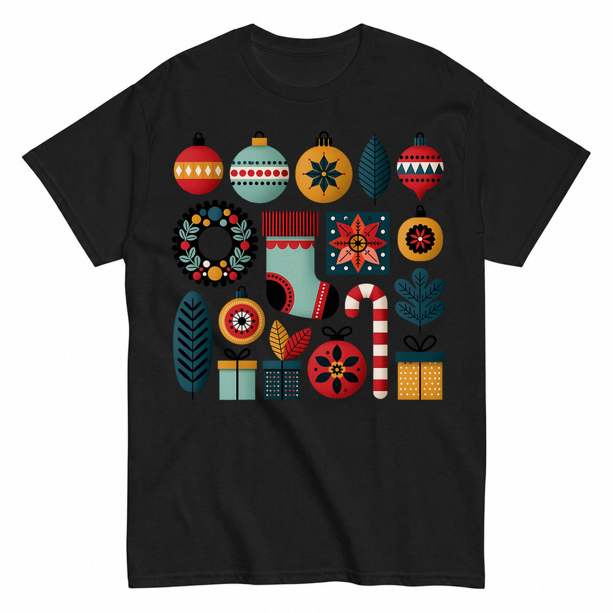 Retro Midcentury Modern Christmas Holiday Elements T-Shirt - product view 1