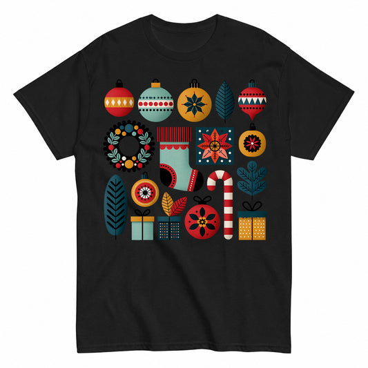 Retro Midcentury Modern Christmas Holiday Elements T-Shirt - product view 1