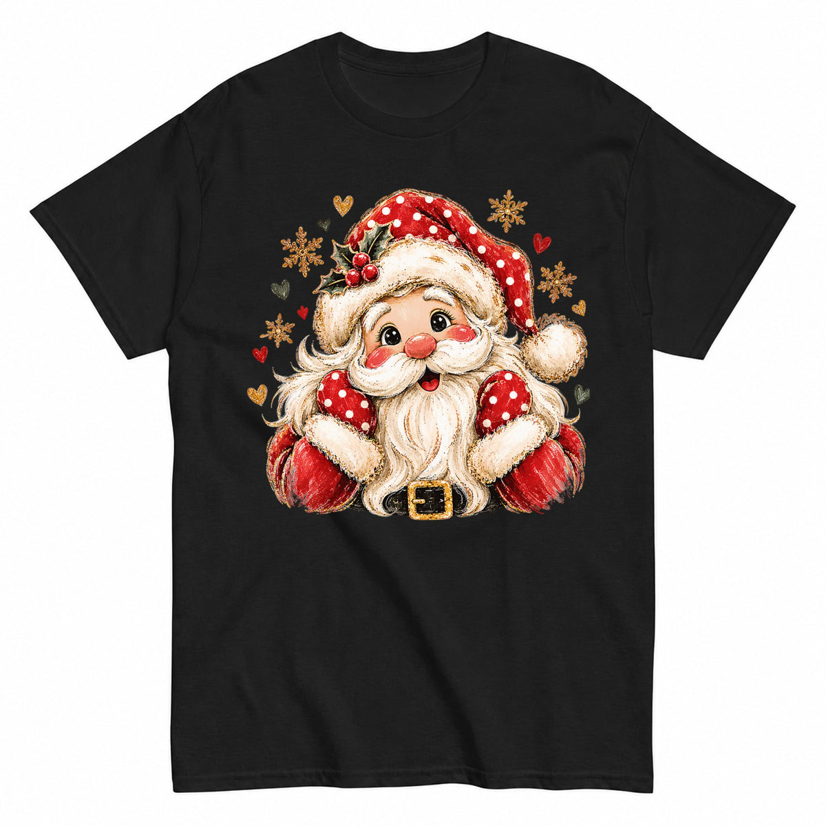 Retro Striped Santa Sparkle Vintage Christmas T-Shirt - product view 1