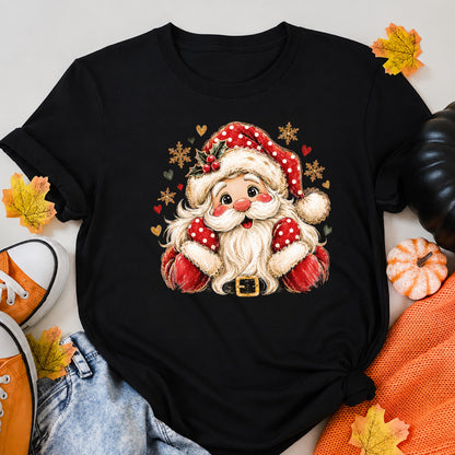 Retro Striped Santa Sparkle Vintage Christmas T-Shirt - product view 5