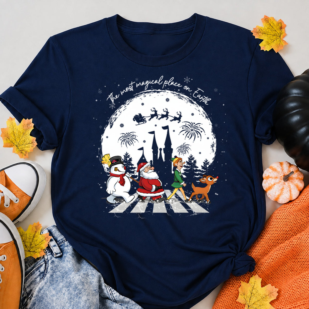 Santa Friends Abbey Road Christmas Parody T-Shirt - product view 8