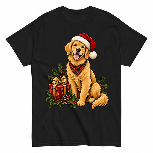 Santa's Little Helper Christmas Dog Illustration Gift T-Shirt - product view 1