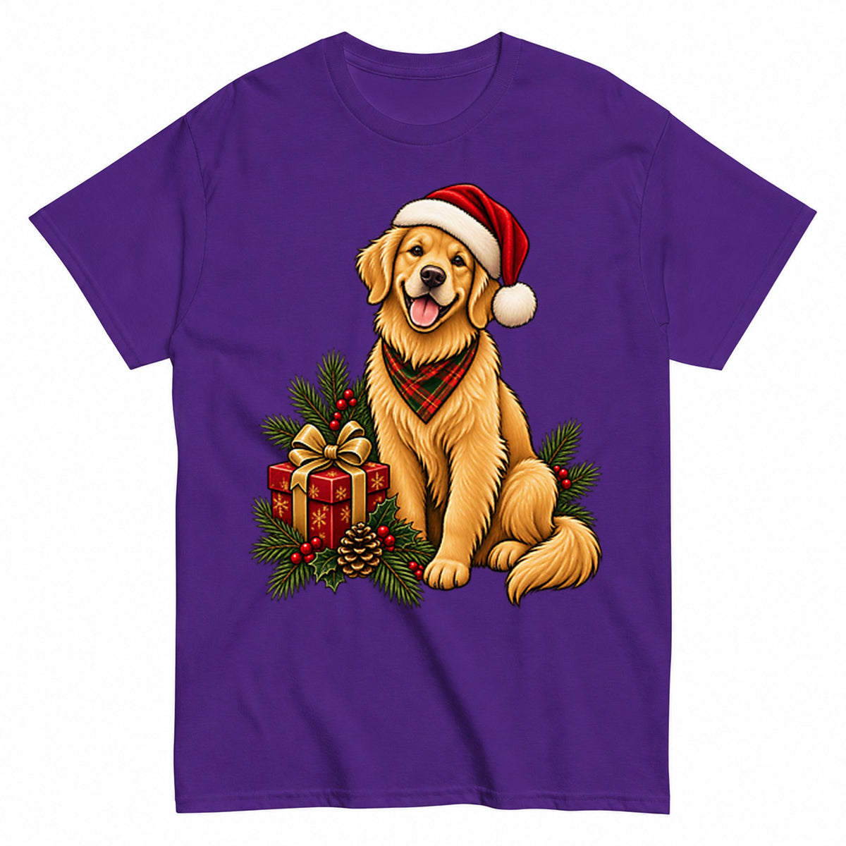 Santa's Little Helper Christmas Dog Illustration Gift T-Shirt - product view 2
