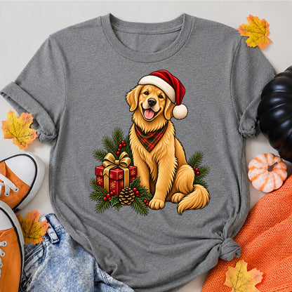 Santa's Little Helper Christmas Dog Illustration Gift T-Shirt - product view 7