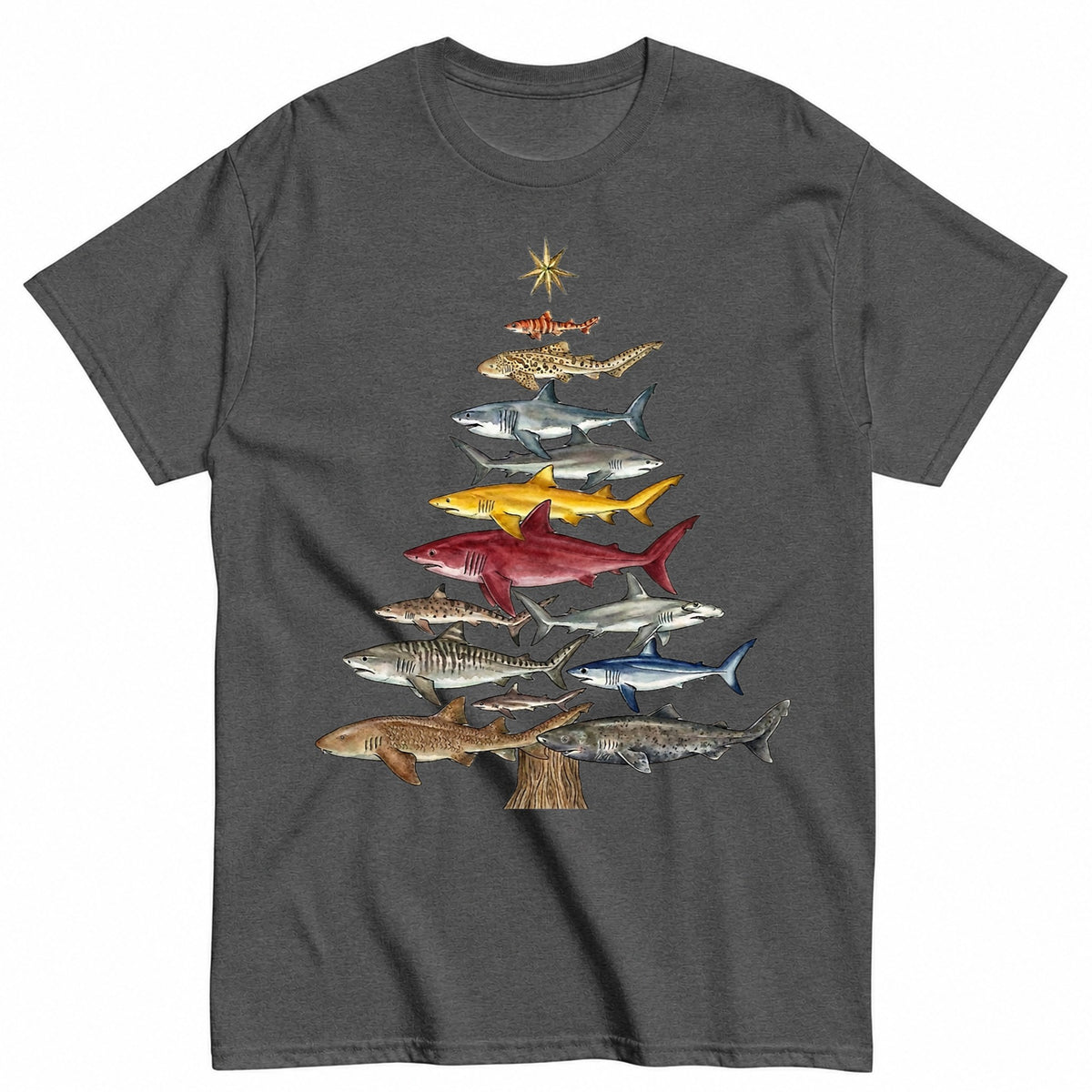 Shark Lovers Christmas Tree T-Shirt - product view 3