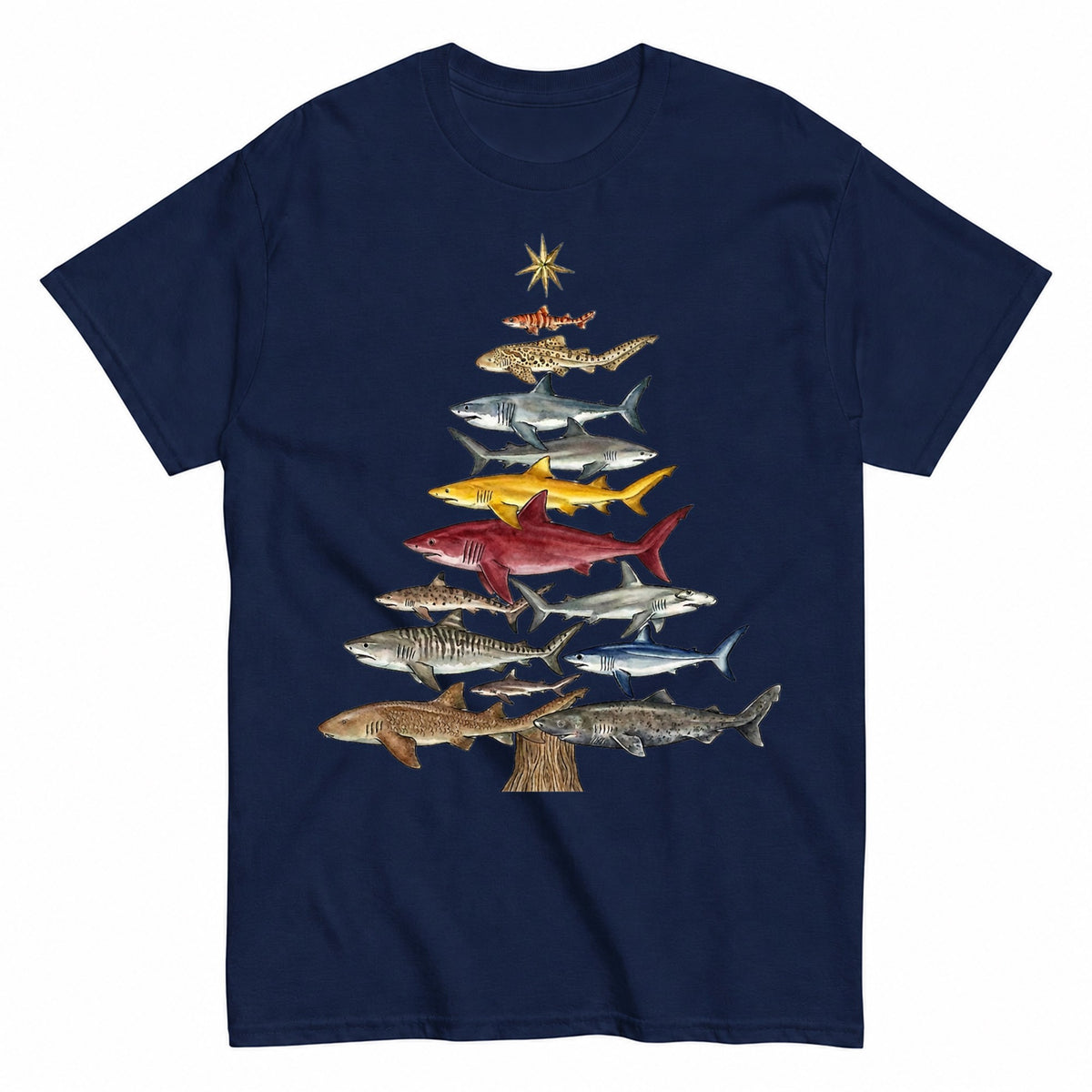 Shark Lovers Christmas Tree T-Shirt - product view 4