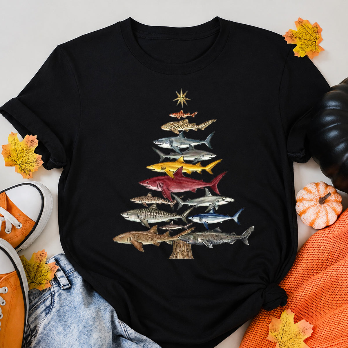 Shark Lovers Christmas Tree T-Shirt - product view 5