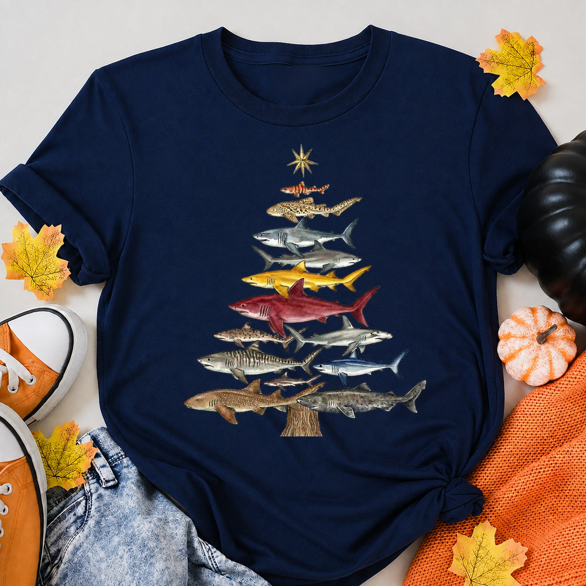 Shark Lovers Christmas Tree T-Shirt - product view 8