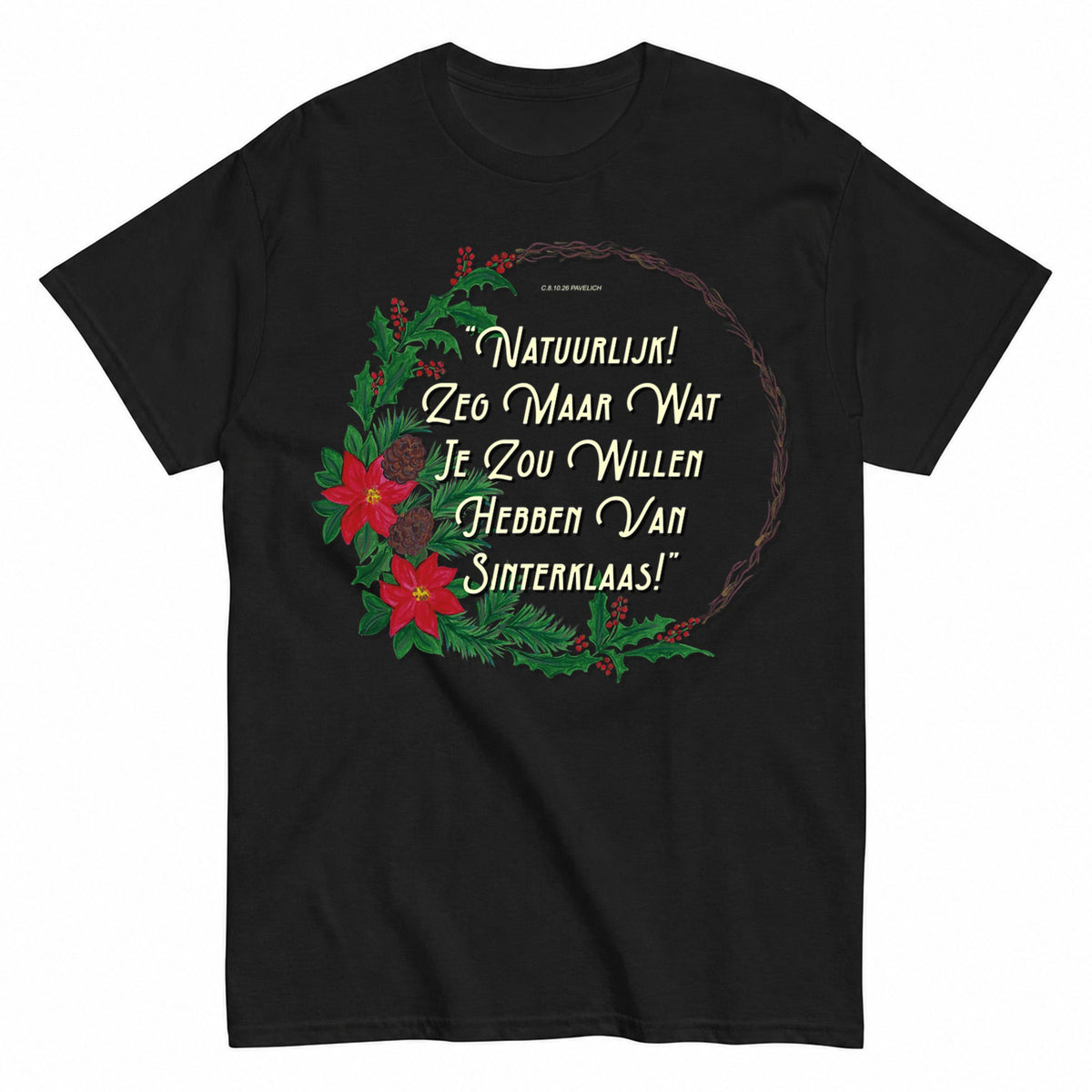 Sinterklaas Wreath Christmas T-Shirt - product view 1