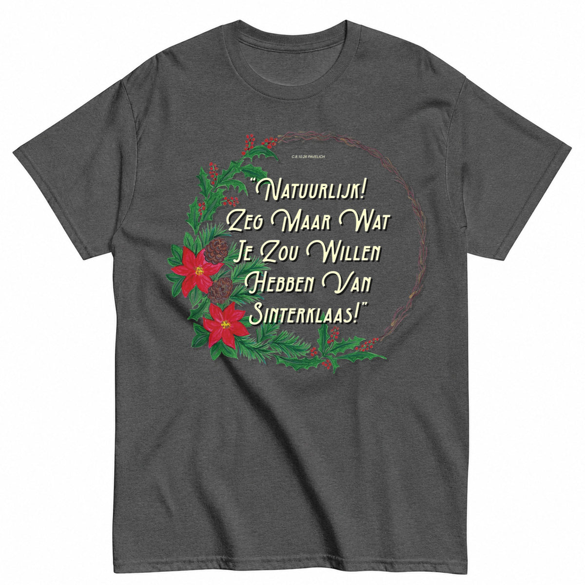 Sinterklaas Wreath Christmas T-Shirt - product view 3