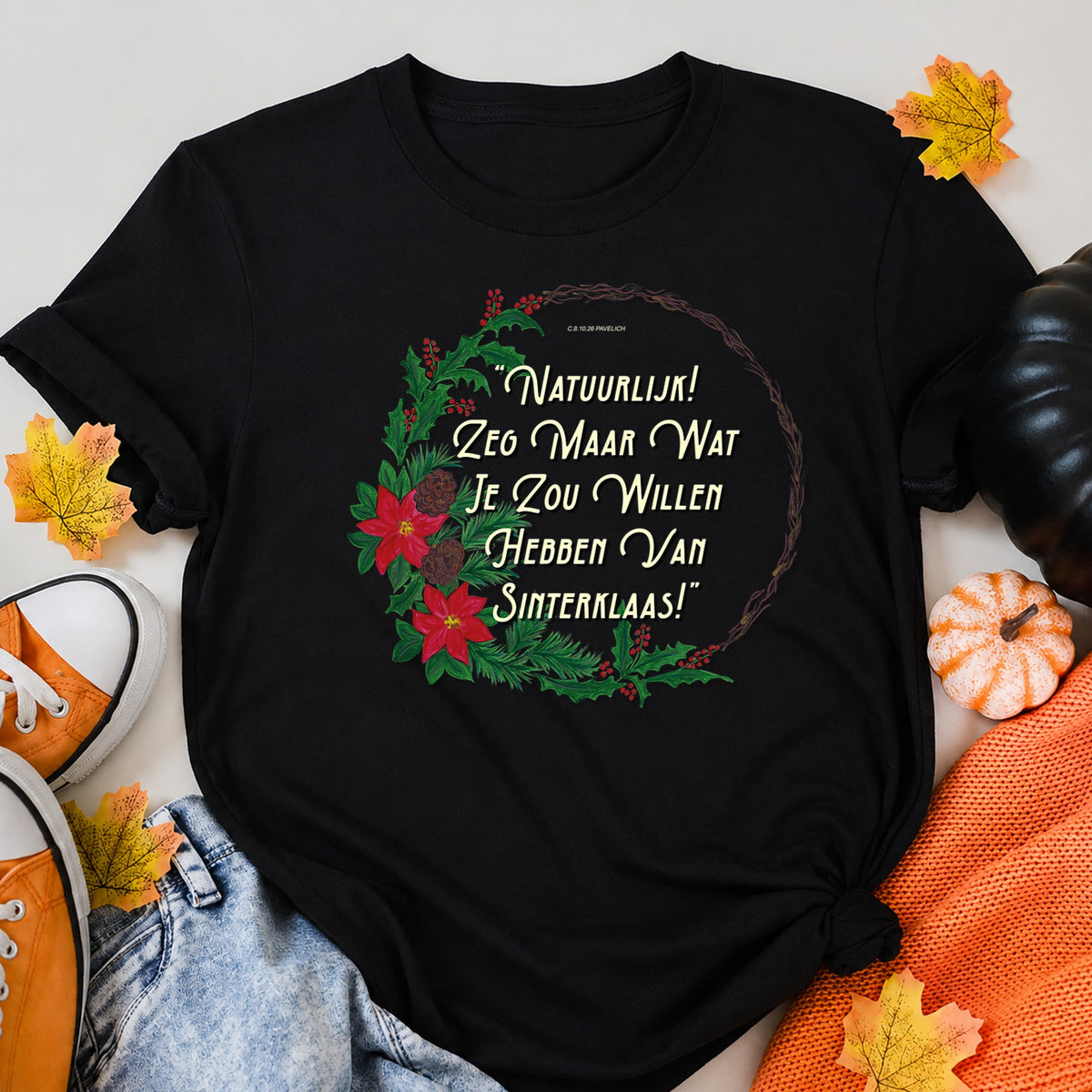 Sinterklaas Wreath Christmas T-Shirt - product view 5