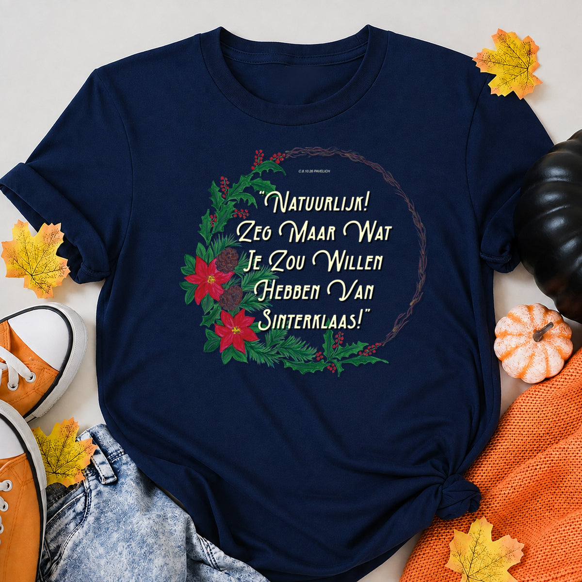 Sinterklaas Wreath Christmas T-Shirt - product view 8
