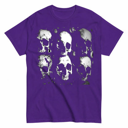 Skull Repeat Pattern Halloween Shirt in Blue – product view
