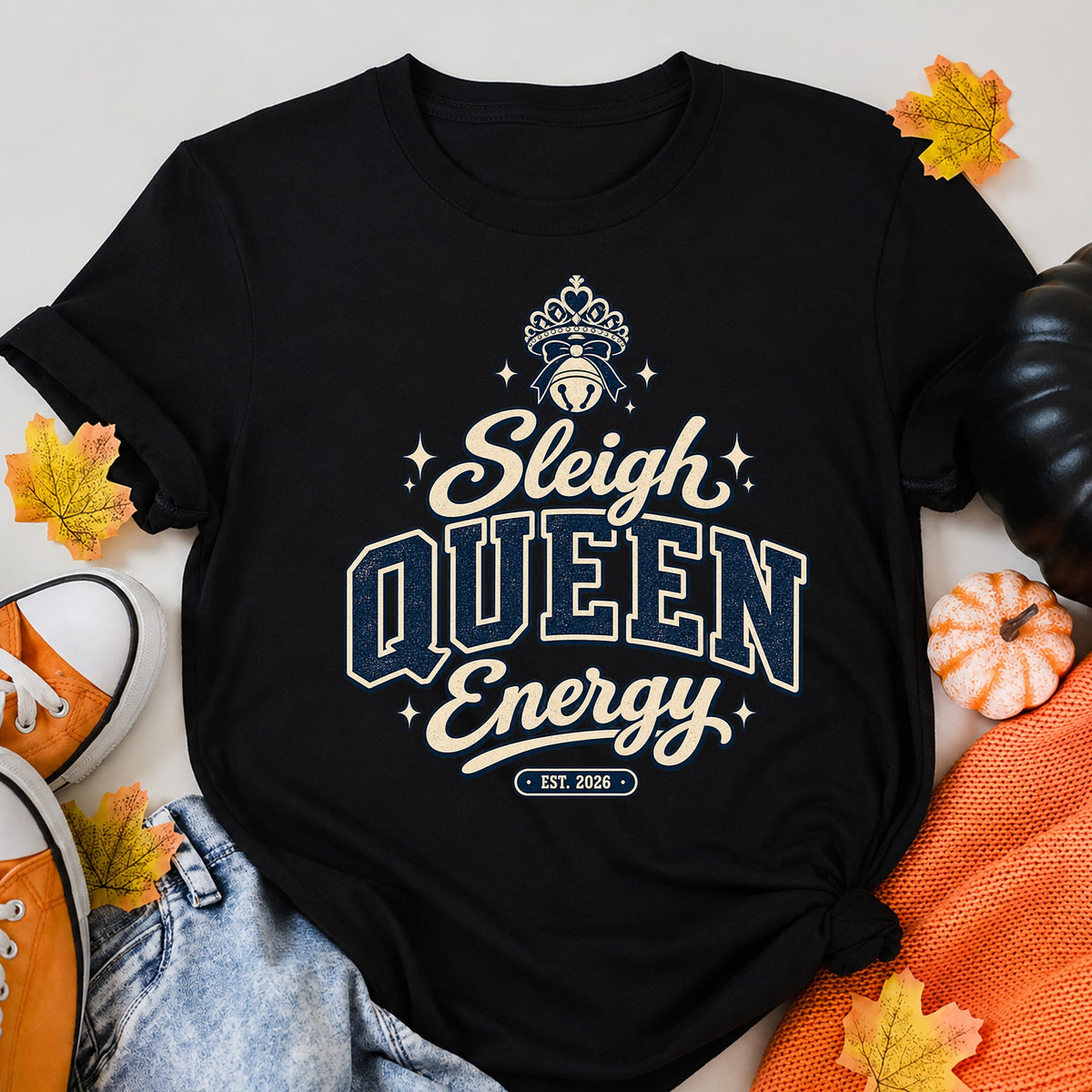 Sleigh Queen Energy Trending For Her Christmas T-Shirt - product view 5