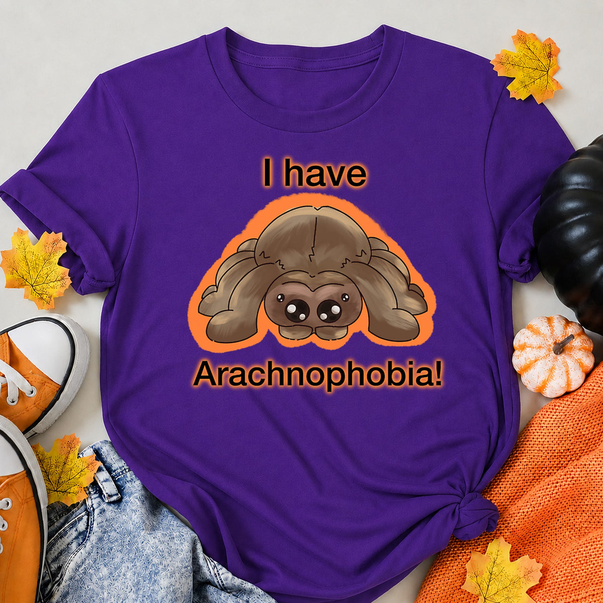 Spider Plush (Arachnophobia) Halloween Shirt in Blue – alternate view