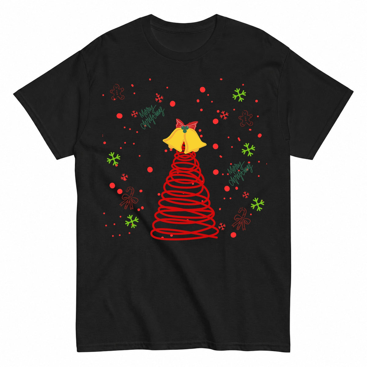 Spiral Christmas Tree And Bells T-Shirt - product view 1