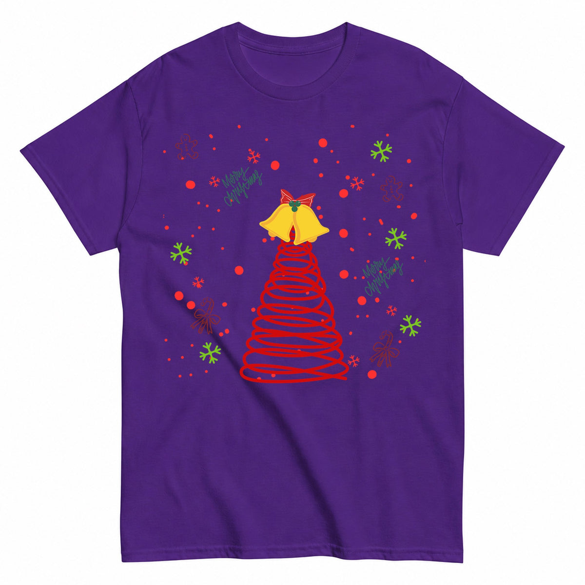 Spiral Christmas Tree And Bells T-Shirt - product view 2