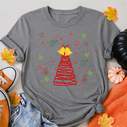 Spiral Christmas Tree And Bells T-Shirt - product view 7