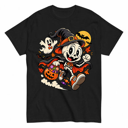 Spooky Cartoon Halloween Shirt in Black – product view