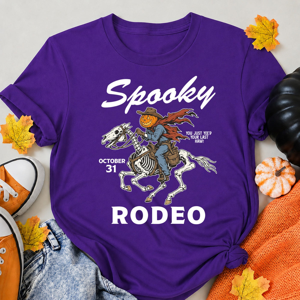 Spooky Rodeo Halloween Shirt in Blue – alternate view