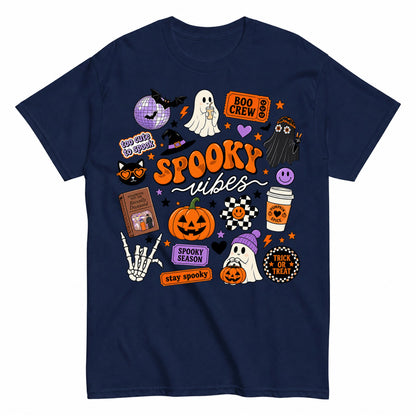 Spooky Vibes Halloween Shirt in Navy – product view
