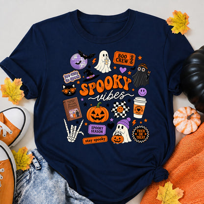 Spooky Vibes Halloween Shirt in Navy – alternate view