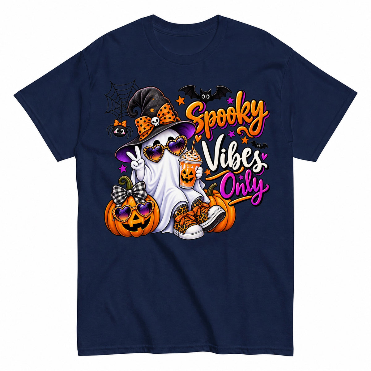 Spooky Vibes Only Halloween Shirt in Navy – product view